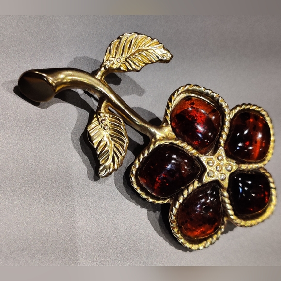 Vintage Christian LaCroix Flower Brooch - Picture 8 of 15